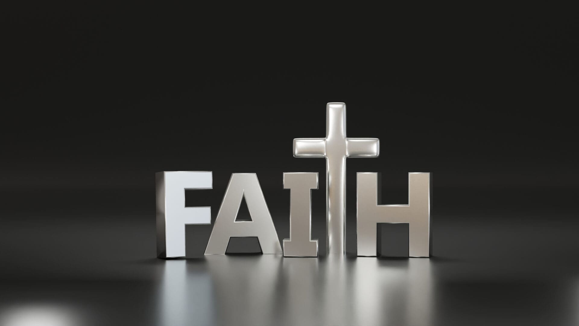 A cross and the word faith in front of a black background.